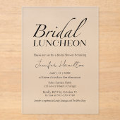 bruids lunch | Zwart-wit Vrijgezellenfeest Acryl Uitnodigingen (Voorkant)