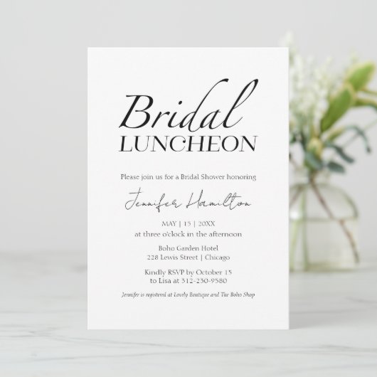 bruids lunch | Zwart-wit Vrijgezellenfeest Kaart (Staand voorkant)