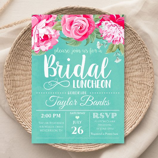 Bruids Luncheon Douche Party Roze Rose Kaart