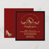 Bruids Luncheon Goud Rood | Huwelijk Vrijgezellenf Kaart (Voorkant / Achterkant)