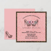 Bruids Luncheon Roze Glitter | Trouwdouche Kaart (Voorkant / Achterkant)