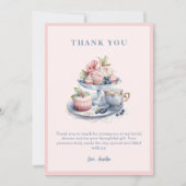 Bruids luncheon tea party vrijgezellenfeest Roze Bedankkaart (Voorkant)