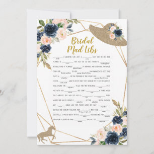 Bruids Mad Libs Paardenrace Hoed Thema Spel Kaart