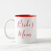 Bruid's Mom Elegant Script Calligrafie Trouwen Tweekleurige Koffiemok (Links)