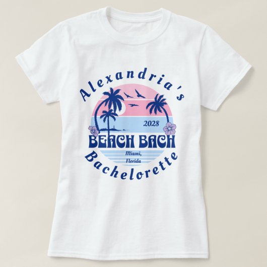 Bruid's Name Beach Bachelorette Party T-shirt (Design voorkant)