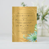 Bruids Palm Mint Aqua Tropische Monstera Gol Kaart (Staand voorkant)