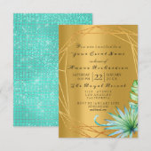 Bruids Palm Mint Aqua Tropische Monstera Gol Kaart (Voorkant / Achterkant)