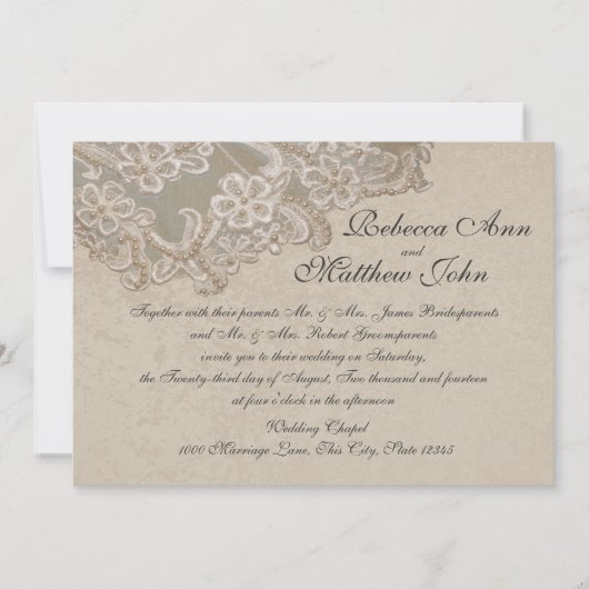  bruids parels en kant kaart (Voorkant)