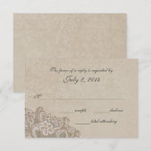 bruids parels en kant reactie RSVP kaartje (Voorkant / Achterkant)