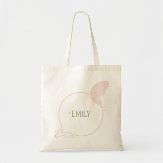 Bruids Party Art Nouveau Blush Roze Vlinder Naam Tote Bag (Voorkant)