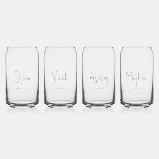 Bruids Party bruidsmeisje aangepaste naam Blikvorm Glas (Voorkant)