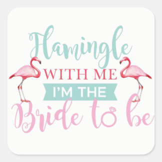 Bruids Party Custom Roze Flamingle Bruid Stickers