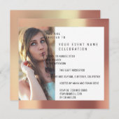 Bruids Party Foto Geometrie Koper Roos Metallic Kaart (Voorkant / Achterkant)