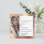 Bruids Party Foto Geometrie Koper Roos Metallic Kaart (Staand voorkant)