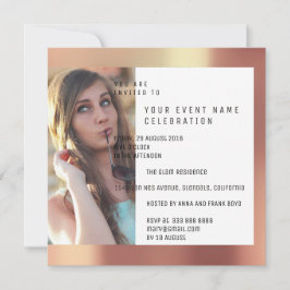 Bruids Party Foto Geometrie Koper Roos Metallic Kaart