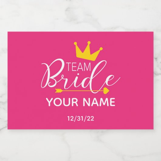 Bruids Party Mini Mousserende Wijn Label Hot Pink  Sparkling Wijnetiket (Enkel label)