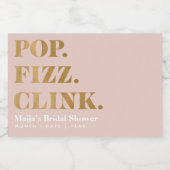 Bruids Pop Fizz Clink Mini Fles Bruisende Wijn L Sparkling Wijnetiket (Enkel label)