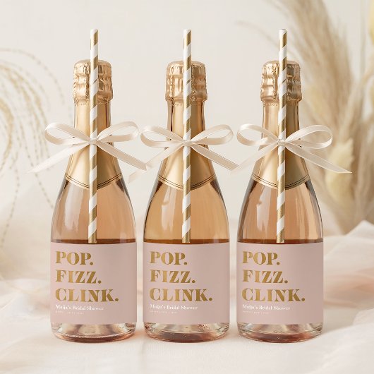 Bruids Pop Fizz Clink Mini Fles Bruisende Wijn L Sparkling Wijnetiket