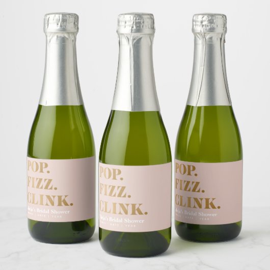 Bruids Pop Fizz Clink Mini Mousserende Wijnfles L Sparkling Wijnetiket (Flessen)