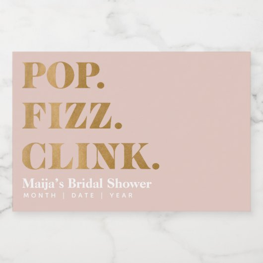 Bruids Pop Fizz Clink Mini Mousserende Wijnfles L Sparkling Wijnetiket (Enkel label)