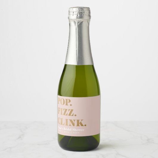 Bruids Pop Fizz Clink Mini Mousserende Wijnfles L Sparkling Wijnetiket (Voorkant)