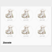 Bruids Posse Cowgirl Hoed Laarzen Aangepaste Naam Ronde Sticker (Vel)