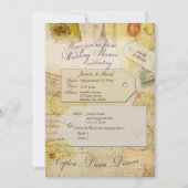 Bruids Reizen Douche thema in cacao en crème Invi Kaart (Voorkant)