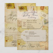 Bruids Reizen Douche thema in cacao en crème Invi Kaart (Voorkant / Achterkant)