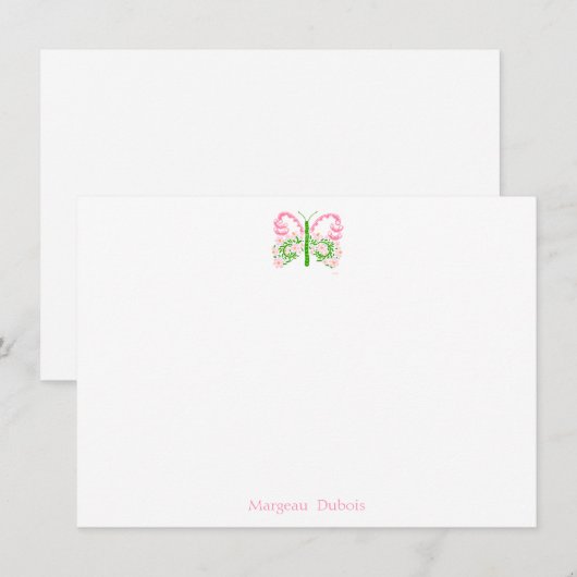 Bruids Roze Vlinder Gepersonaliseerde Note Kaart (Voorkant / Achterkant)