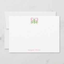 Bruids Roze Vlinder Gepersonaliseerde Note Kaart