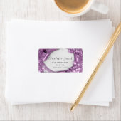 Bruids RSVP Bruiloft 3D Paarse Violet Glitter Etiket (Insitu)