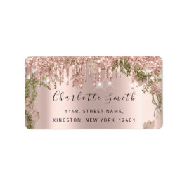 Bruids RSVP Bruiloft Drips Roos Bloemen Omlaag Etiket