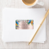 Bruids RSVP Bruiloft Drips Zilver Bloemen Roos Etiket (Insitu)