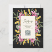 Bruids RSVP kaart met QR code van Moody Blush Lily (Achterkant)