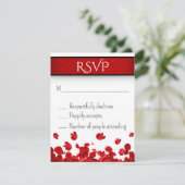 Bruids-RSVP met Rode Rozen RSVP Kaartje (Staand voorkant)