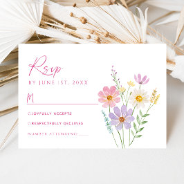 Bruids-RSVP met wilde bloemen RSVP Kaartje