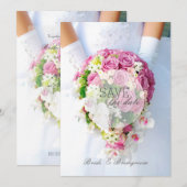 Bruids Save the Date- Kant Bloem Boeket Bruiloft Date (Voorkant / Achterkant)