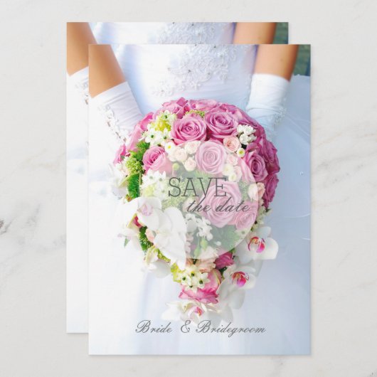 Bruids Save the Date- Kant Bloem Boeket Bruiloft Save The Date (Voorkant / Achterkant)
