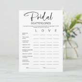 Bruids Scattergories Vrijgezellenfeest spel Kaart (Staand voorkant)