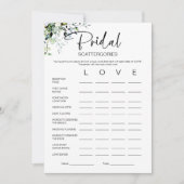 Bruids Scattergories Vrijgezellenfeest spel Kaart (Voorkant)