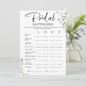 Bruids Scattergories Vrijgezellenfeest spel Kaart (Staand voorkant)