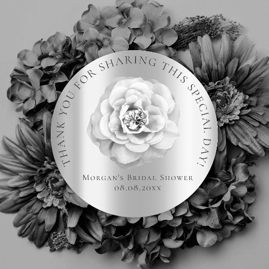 Bruids  Shower 16e Dank Roze Grijs Zilver Ronde Sticker