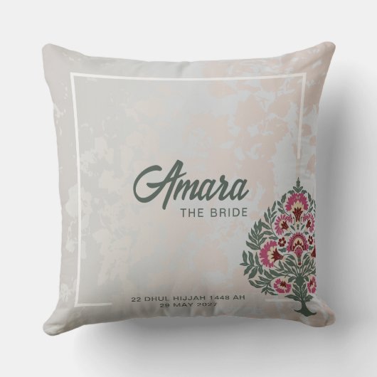 Bruids Sierkussen – Aangepaste naam Mughal Flower (Achterkant)