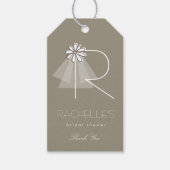Bruids sluier Madeliefje Monogram Chic Bruiloft Bo Cadeaulabel (Voorkant)