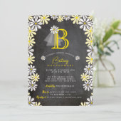 Bruids sluier monogram krijtbord bruidsdouche kaart (Staand voorkant)