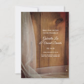 Bruids sluier schuur hout land bruiloft opslaan da kaart (Voorkant)