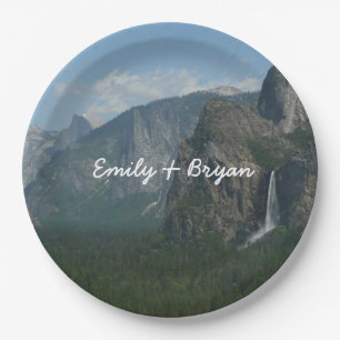 Bruids sluier waterval en Half Dome in Yosemite Papieren Bordje