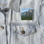 Bruids sluier waterval en Half Dome in Yosemite Vierkante Button 5,1 Cm (In situ)
