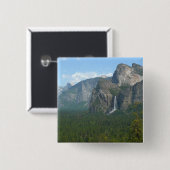 Bruids sluier waterval en Half Dome in Yosemite Vierkante Button 5,1 Cm (Voorkant /achterkant)