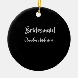 Bruids-squad bruidsmeisje naam zilver zwart bruilo keramisch ornament